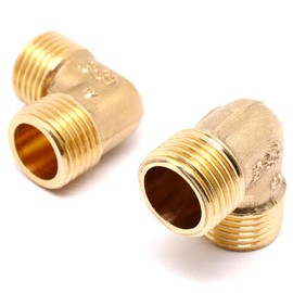 GDFYMI 2pcs Brass Pipe Fitting 90 Degree Elbow 1/2" NPT Male to 1/2" NPT Male Pipe Fittings