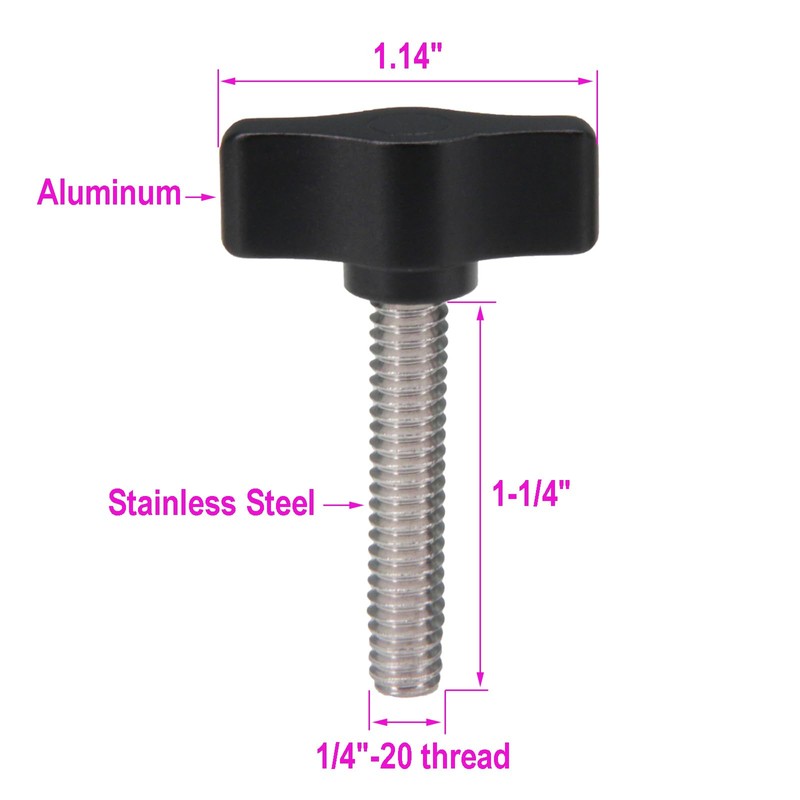 Befenybay 4pcs 1/4"-20 x 1-1/4" Thumb Screw Stainless Steel Standard/Coarse