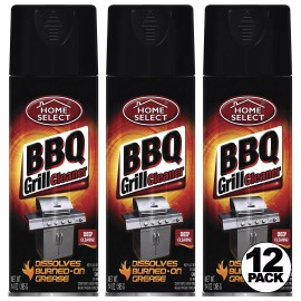 Home Select BARBECUE BBQ GRILL CLEANER SPRAY GREASE DISSOLVES BURNED-ON 10 oz (12 PACK)