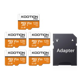 KOOTION 5Pack 128GB Micro SD Card Micro SDXC UHS-I High Speed Up to 90MB/s TF Card 128GB Card Memory U3,A1,V30