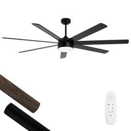SODSEA 72 Inch Black Ceiling Fan with Light, Outdoor Ceiling Fan with Remote, 6-Speeds Reversible Motor, 7 Two-sided Blades Dimmable Noiseless, for Indoor Bedroom/Outdoor