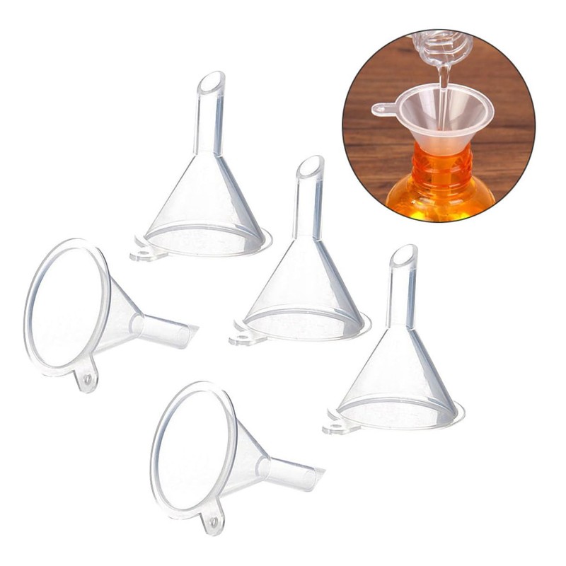 Ciieeo 5 Pcs Transparent Plastic Funnels Multi Purpose Small Funnels