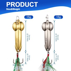 Blueshyhall 4 Pieces Gold Silver Metal Bait Fishing with Spring, Bait with Hook and Spring, Bait Fishing Sea Set, Metal Sequin Fishing Lures in Freshwater and Saltwater (15g)