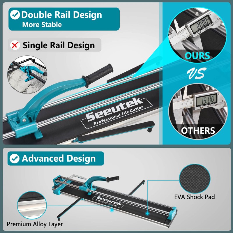 Seeutek Manual Tile Cutter, 24 inch Professional Porcelain Ceramic Tile
