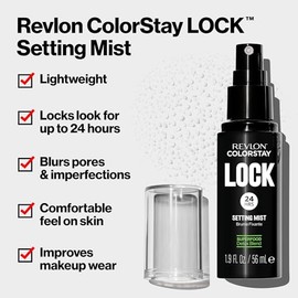 Fijador para maquillaje Revlon Colorstay LOCK Setting Mist, duración hasta 24 horas, formulada con 75% de agua
