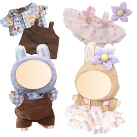 4 Pcs 17cm Doll Outfits, 2 Sets of Fashionable Monster Doll Dress Accessories, Compatible with 17cm Doll and Doll Monster, Perfect for Indoor and Outdoor Play