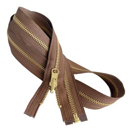 #5 Brass Metal YKK Medium Weight Inside/Outside Reversible Slide Jacket Zipper Separating (1 Zipper) - Tape Color: Seal Brown #568W - Choose Your Length (Seal Brown #568W, 36" Inches)
