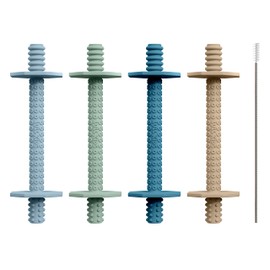 Lull Kids Silicone Baby Teethers 0-6 Months, Textured Baby Teething Toys 3-6 Months, Toddler Molar Teething Relief Sticks, Freezable Chew Straws for Babies 6-12 Month Girl Boy Infant (Winter)