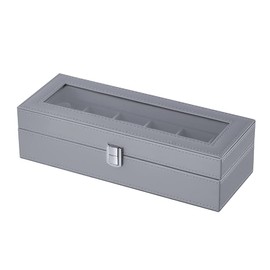 Watch Storage Case, Accessories, Storage Case, 12 Pieces, Watch Storage Box, 2 Tiers, Luxury Watch, Storage Case, Collection Case, PU Leather (6 - Gray)