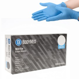 BodyMed Nitrile Gloves for Exam and Home Use, Small, 100 Count - Latex & Powder Free Disposable Gloves for Medical
