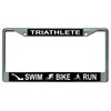 Triathlete Swim Bike Run Chrome License Plate Frame