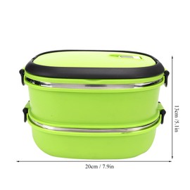 Jerliflyer Portable Square Lunch Box,Stainless Steel Kids Thermos Food Container for Outdoor Picnic Traveling Office School Home (Double Layer)