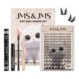 JMS&JMS Bunny Lash Clusters Kit, Anime Eyelash Clusters with Spikes, Invisible Band Manga Lashes Natural Wispy Lash Extension Kit with Lash Bond and Seal, Remover, Tweezers, Brush