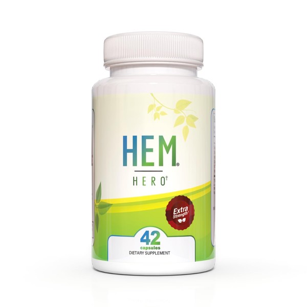 Hem Healer Hem Hero Extra Strength Hemorrhoid Treatment - Reduce Swelling, Soothe Itching & Irritation - 100% Natural - 42 Vegetarian Capsules