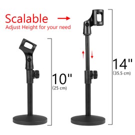 Geekria for Creators Telescoping Tabletop Microphone Stand, Adjustable Desk Mic Holder with Weighted Base, Compatible with TONOR TC-777, TC30, TC20, Shure Sm57, Sm58, SAMSON Q2U