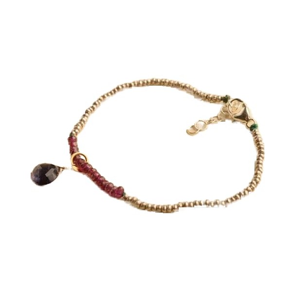 LKBEADS Garnet with iolite 3-8 x 8 mm rondelle and