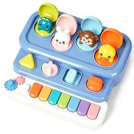 Interactive Pop Up Music Piano Toy with Music & Lights, Montessori Animal Cause and Effect Toys, STEM Learning Educational Baby Toy for Toddlers 1-3 Years Old, Gift for Infants 6-12 Months