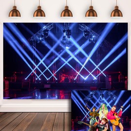 KIKIDOR Stage Spotlight for Photography Backdrop Band Stage Live Show Carnival Party Decor Theater Stage Rock Concerts Music Club Banner Little Star Birthday Party Supplies Portrait Studio Props 7x5ft