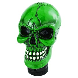 Temzzer Skull Resin Transmission Shift Lever Knob Heavy Shiny Vehicle Shifter Handle Stick Head for Most Manual Automotive Vehicles (Green)