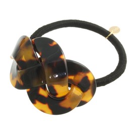 VINGTAINE H-685-BR Tortoise Shell Style Braided Design Hair Rubber Hair Accessories, Marble Twist, Brown