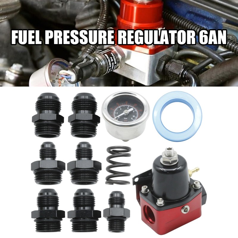 Vkinman Fuel Pressure Regulator 6AN, Black-Red Fuel Adjustable Universal Pressure