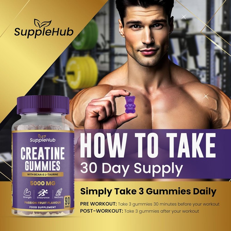Creatine Gummies 5000mg - Creatine Monohydrate with BCAA & L-Taurine