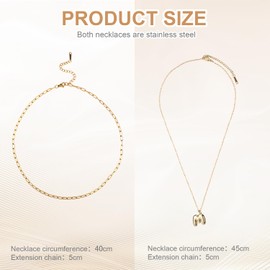 2 Pcs Personalization Letter Necklaces, Women Multi-Layer Bubble Alphabet Necklace Delicacy Golden Initial Necklace Fashion Name Necklace for Women Fashion Jewelry Gifts(M)