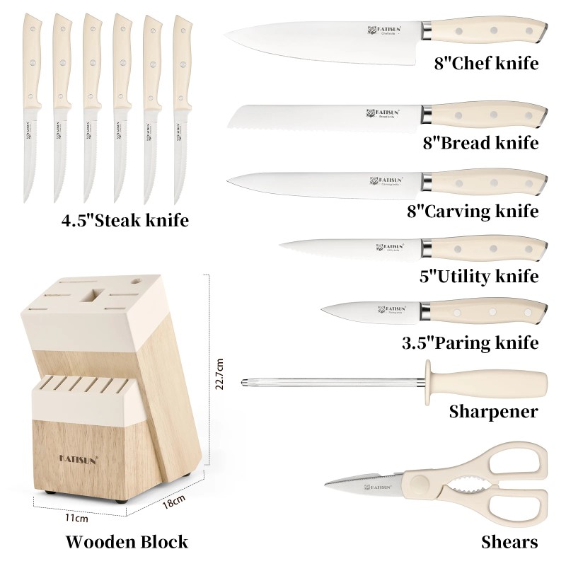 14PCS Chef Steak Santoku Fruit Knives Set Sharp Chef Knife