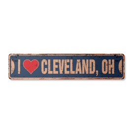 I Love Cleveland Ohio Vintage Aluminum Street Sign oh City State us Wall Road décor Rustic Metal tin Gift | Indoor/Outdoor | 30" Wide