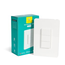WiFi Smart Light Switch Triple Push Buttons, No Neutral Wire, No Capacitor, No hub Required Single Live Wire Push Button,Remote Control Compatible with Alexa and Google Home