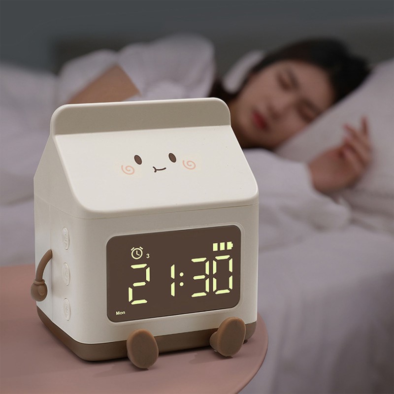 Fun Milk Box Alarm Clock Student Countdown Cartoon Alarm Clock