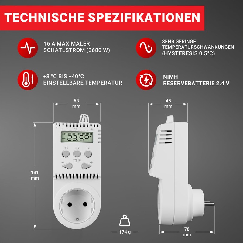 Socket Thermostat TS10 Infra-Red Heater