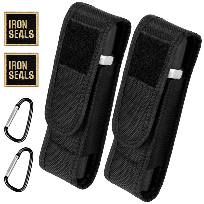 IronSeals 2 Pack Flashlight Holster Pouch Holder Flash Light Belt