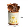 Bicuzat Ceramic Sunflower Embossed Pattern Kitchen Utensil Holder, Large Cooking