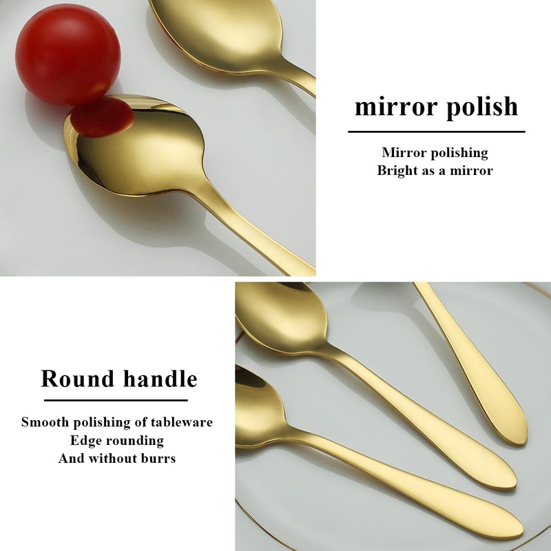 Kyraton Golden Teaspoons 12 Pieces 14cm Stainless Steel Titanium Plated