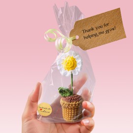 Teacher Gifts - Thank You for Helping Me Grow - Crochet Patterns Daisy - Lovely Appreciation Gifts - Best Gift for Nursery Teacher, Teaching Assistant