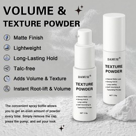 DAMUSI Hair Texture Powder Spray - Lightweight Volumizing and Texturizing Powder for Men & Women, Matte Finish Natural Look Mattifying Hair Volume Styling powder All-Day Hold