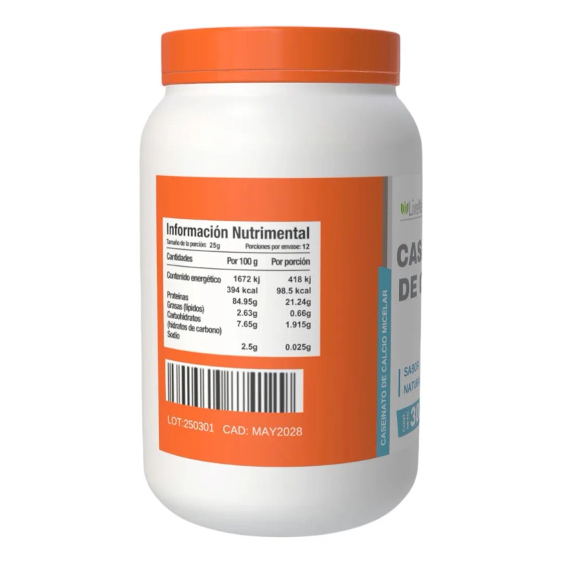 Caseinato De Calcio 300 Gramos Livenature Sabor Sin Sabor