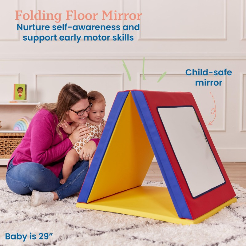 ECR4Kids SoftZone Folding Floor Mirror, Sensory Toy, Assorted