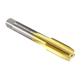 sourcing map Metric Machine Thread Milling Tap M16 x 1.5 H2 Titanium Coated (Ti-Coated) High Speed Steel 4 Straight Flutes Screw Thread Tapping Threading Machinist Repair DIY Tool