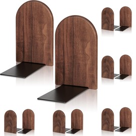 6Pairs Book Ends Hold Heavy Books Wood Bookends for Heavy Books Heavy Duty Walnut Book Ends for Men Wood Bookends for Office Desk Non-Skid