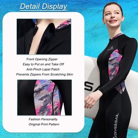 Skyone Full Body Rash Guard Swimsuit Dive Skins for Women Men, Thin Wet Suit Diving Suit UV Protection Long Sleeve Scuba Skin (Black Pink, S)
