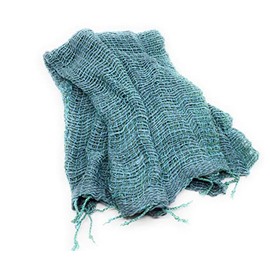 Multi Color Thick Open Weave Cotton Scarf Shawl Handmade in Thailand (Blue & Green)