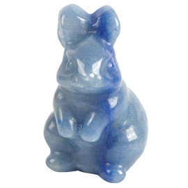 Lovionus89 Rabbit Crystal Decorative Figures, 5 cm Natural Healing Stones Hand Carved Sculpture Ornaments Colletctible, Blue Aventurine
