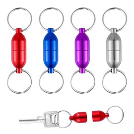 NQEUEPN 4 Pack Magnetic Quick Release Keychain, Strong Magnetic Key Holder Connector Multipurpose Detachable Pull Apart Key Ring for Purse Women Men (4 Colors)