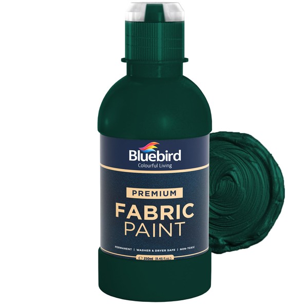 BLUEBIRD Fabric Paint, Pthalo Green, 8.5 Fl Oz, Permanent Fabric
