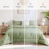 SunNewt Full Comforter Set, Fluffy Green Gingham Plaid Bedding, 3