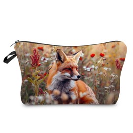 Livel lhood Floral Fox Makeup Bag Cute Small Organizer Zipper Pouch Floral Fox Cosmetic Bag Birthday Present for Women Friends -2