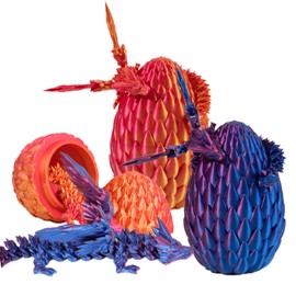 Sonwaha Dragon Egg Set of 2 Dragon Egg 3D Printed Dragon Egg with Dragon 3D Printed Movable Dragon Desk Toy Dragon Ornament for Cars, Offices, Homes