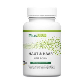 Plusvive Haut & Haar 180 Capsules, High Dose with Silica, Millet, Nettle, Biotin, Vitamins B1 and B6 as well as Copper and Zinc, No Additives and Vegan